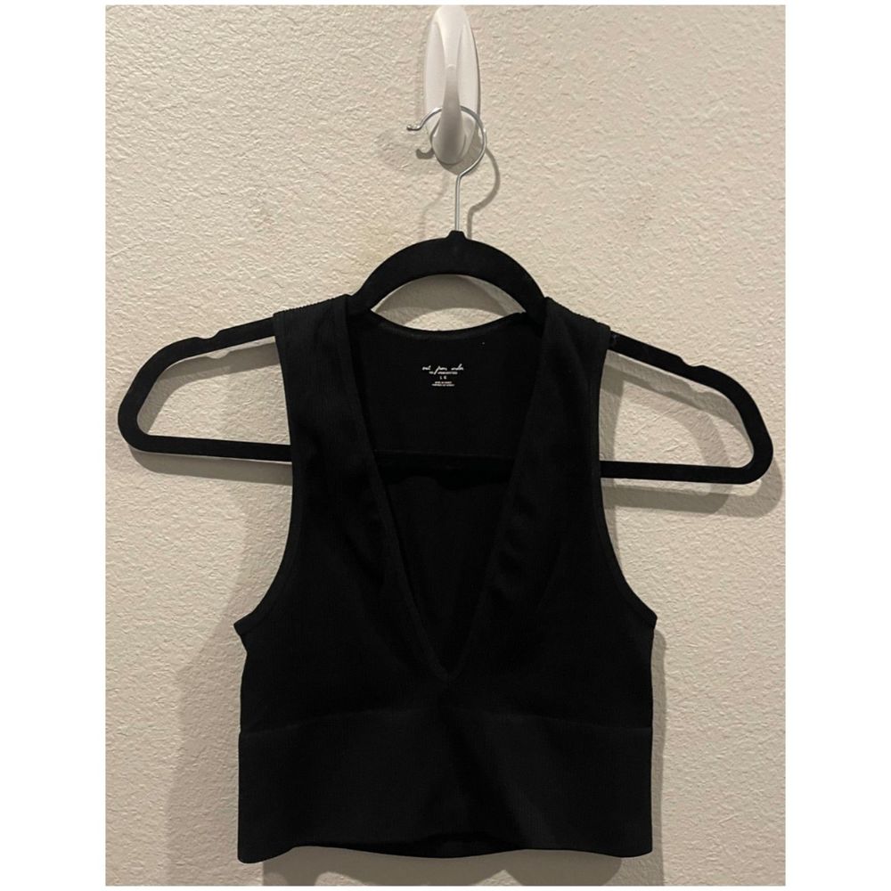 OUT FROM UNDER V-Neck Sleeveless Black Crop Top